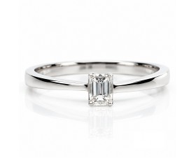 Годежен Пръстен 18К Бяло Злато с Диамант форма Emerald  Bloom Jewellery